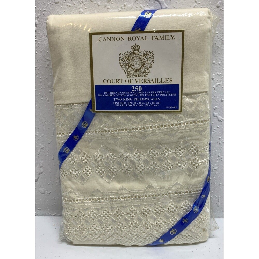 Cannon Royal Family Court of Versailles King Pillowcases Diamant Ivory NIP